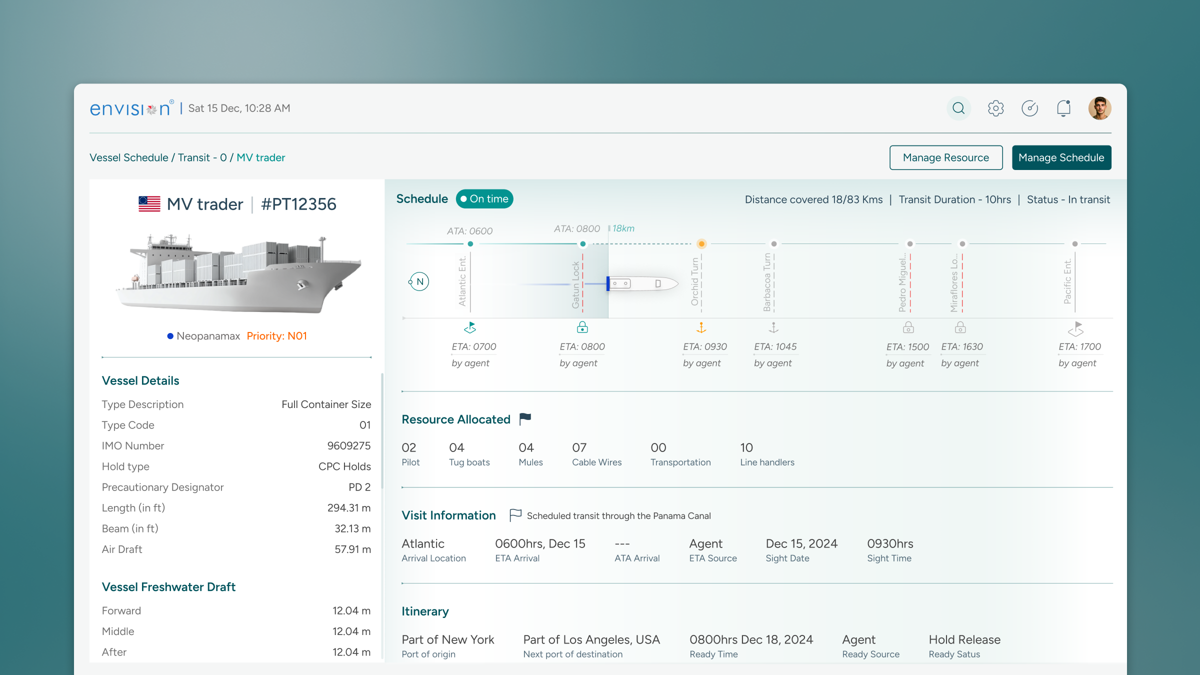 Vessel details screen